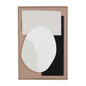 1-Panel Geometric Textured Framed Wall Art Print with Abstract Black and White Shapes 37 in. x 25 in.