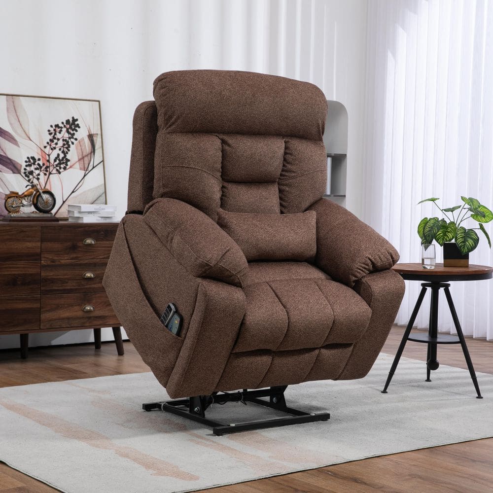 Susie Oversized Brown Velvet Power Lift Recliner Chair with Massage & Heat, Remote Control, Cup Holders price history on PriceWatchPro