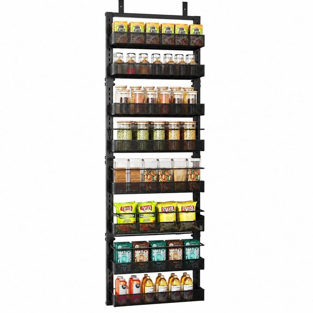 8-Shelf Black Height-Adjustable Over-the-Door Organizer with Dense Mesh Baskets and Anti-Swing Stickers price history on PriceWatchPro