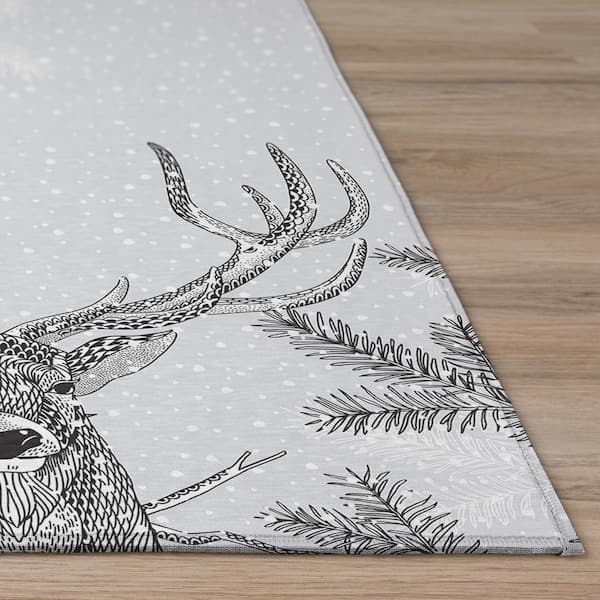 Cozy Winter 30 in. x 46 in. Gray Indoor/Outdoor Washable Area Rug
