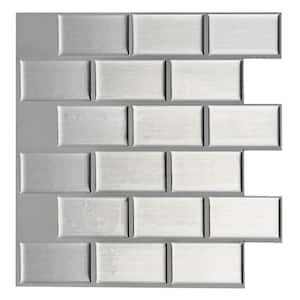 12 in. x 12 in x 0.06 in. Peel and Stick Vinyl Kitchen Backsplash Tile in Sliver (6-Piece/Case)