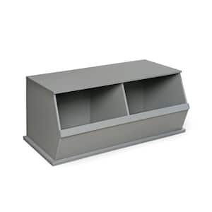 37 in. W x 17 in. H x 19 in. D Gray Stackable 2-Storage Cubbies
