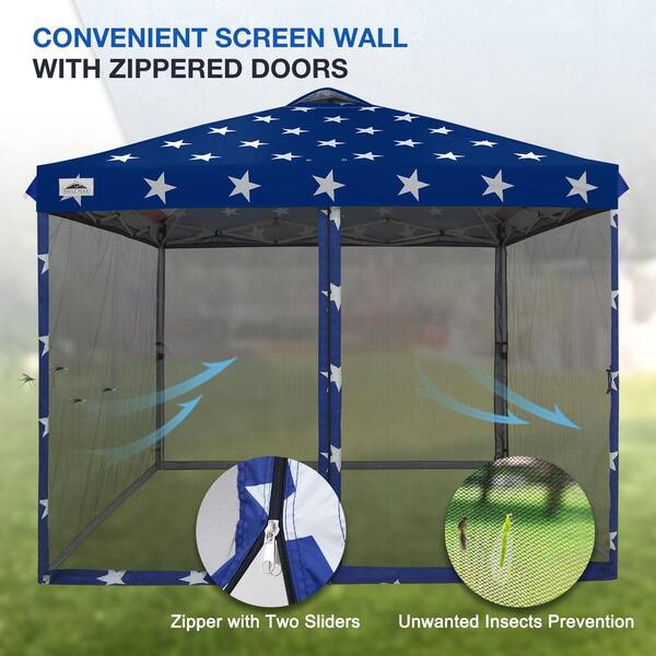 EAGLE PEAK 5 ft. x 5 ft. Blue Pop Up Canopy with 1 Removable Sunwall  E25SW1-BLU-AZ - The Home Depot