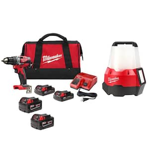 M18 18V Lithium-Ion Brushless Cordless 1/2 in. Compact Drill/Driver Kit with LED Site Light & (2) 3.0Ah Batteries