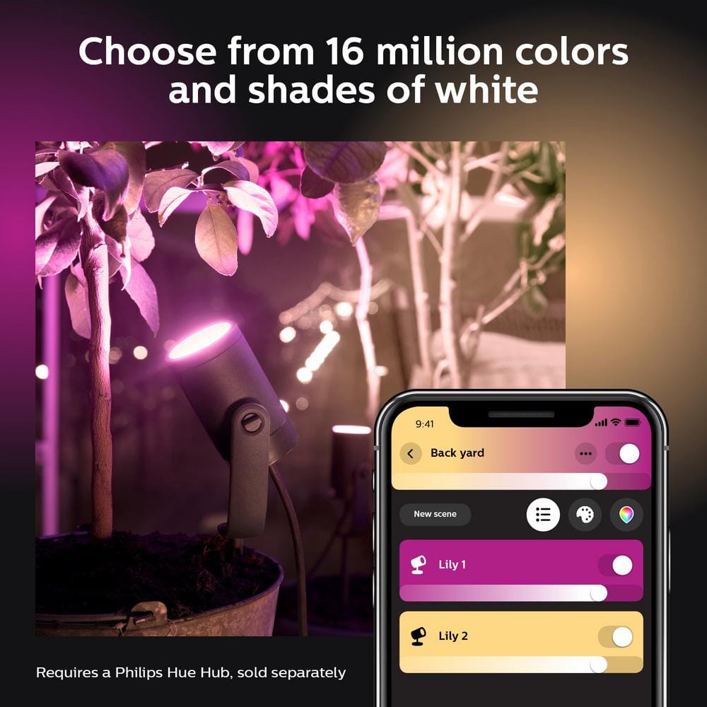 Philips Hue Black Matte Chrome Outdoor LED Smart Spot Light
