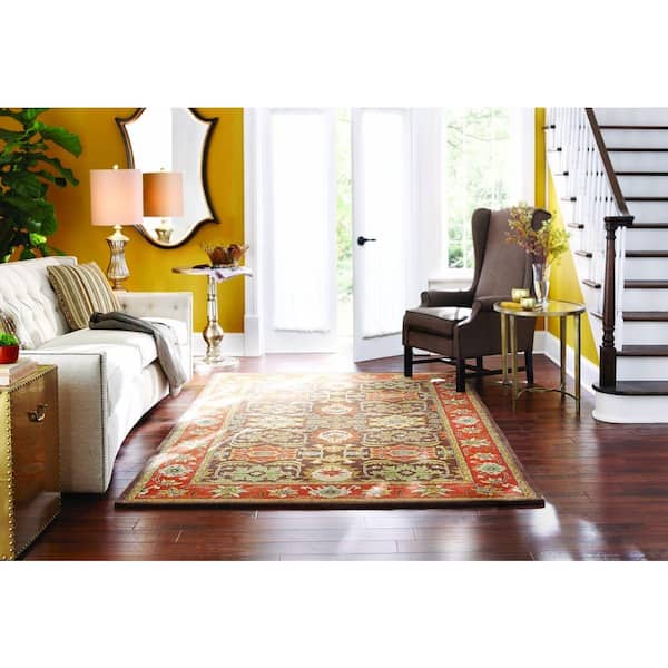 Heritage Chocolate/Tangerine 6 ft. x 9 ft. Border Area Rug