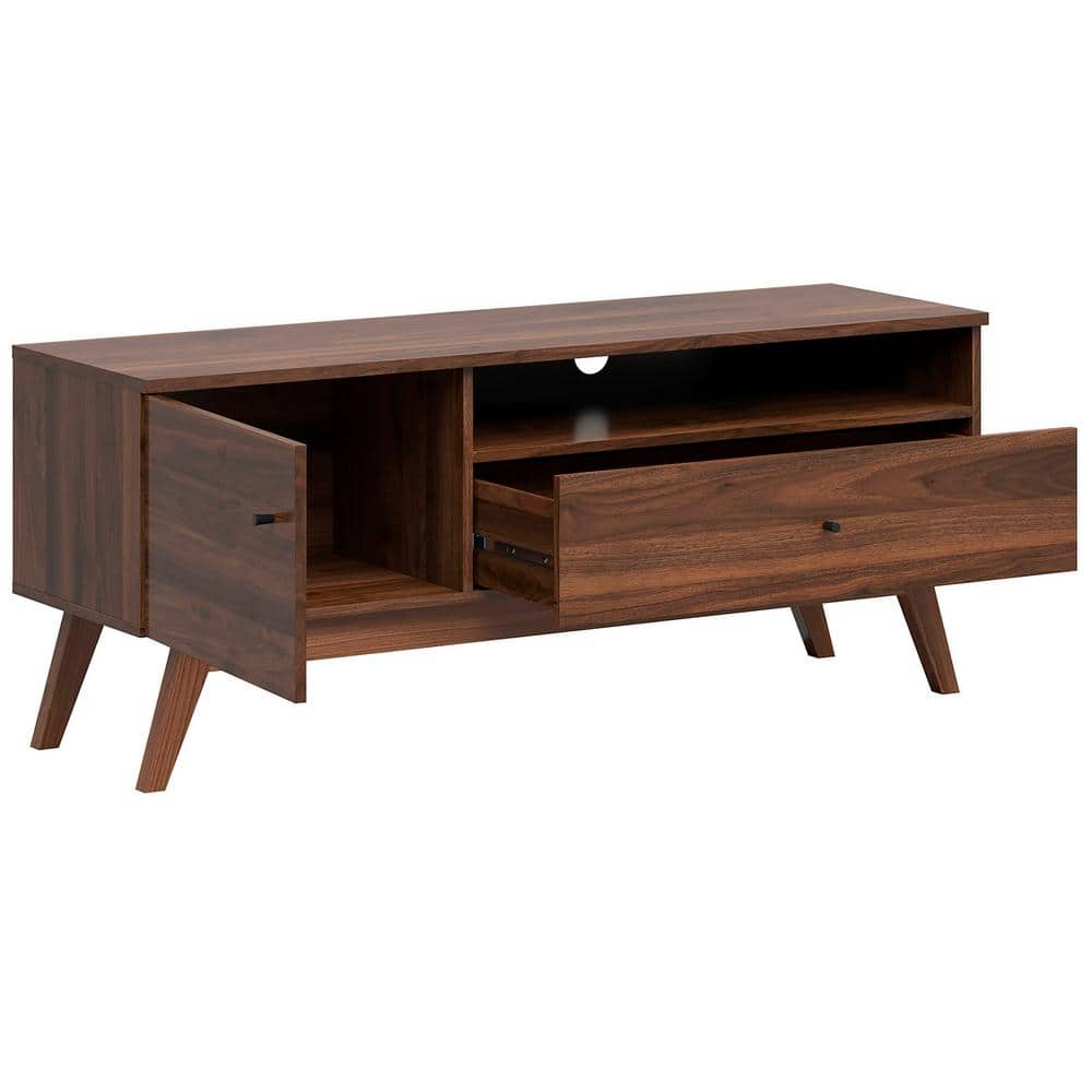 Black Walnut 53" TV Stand with Cabinet and Drawer