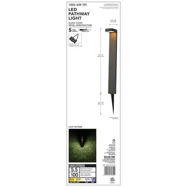 Hampton Bay Black Springs Low Voltage Black LED Path Light 99160 - The Home  Depot