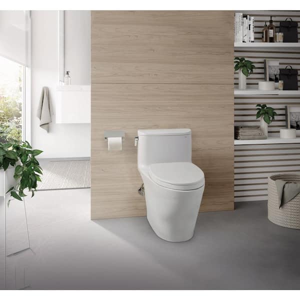 Nexus 12 in. Rough In One-Piece 1.28 GPF Single Flush Elongated Toilet with CEFIONTECT in Cotton White, Seat Included