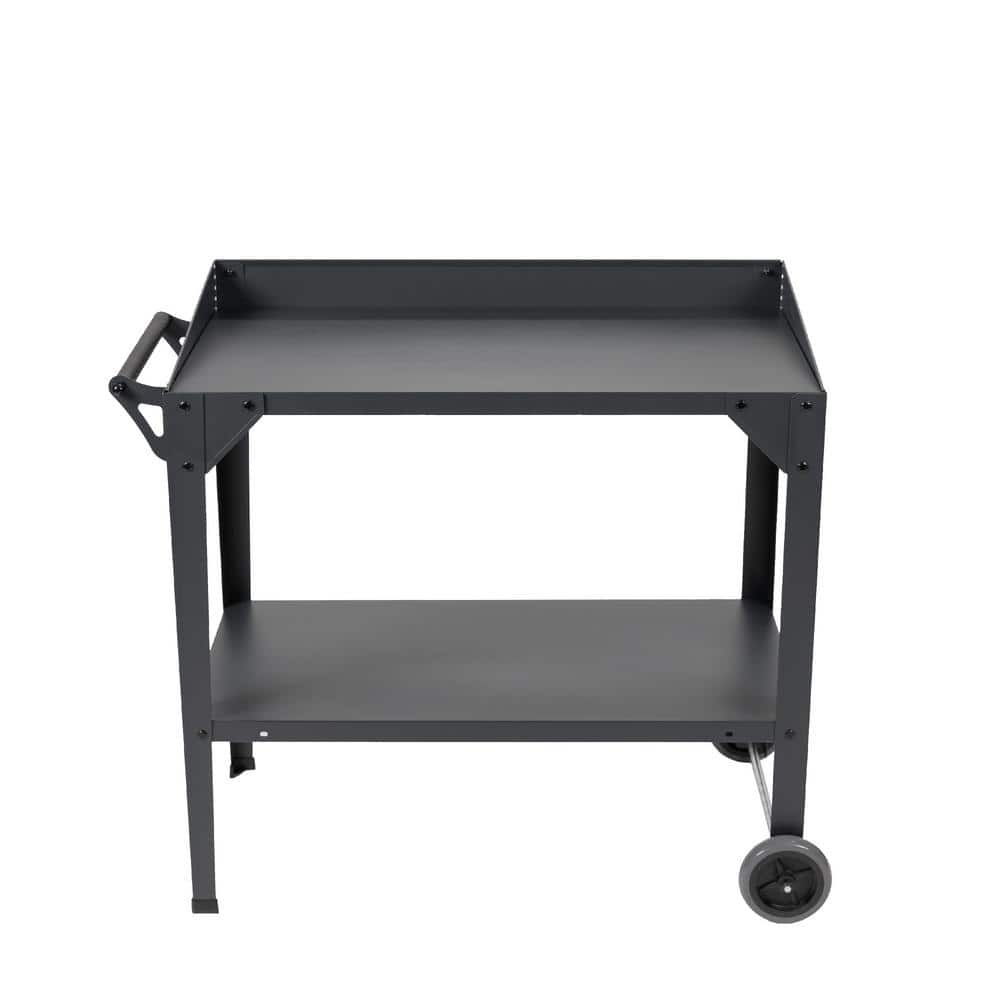 Graphite 2-Wheeled Aluminum Outdoor Garden Cart with Shelf