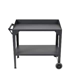 37 in. x 22 in. x 32 in. Graphite Mobile Elevated Planter Cart with Wheels and Shelf