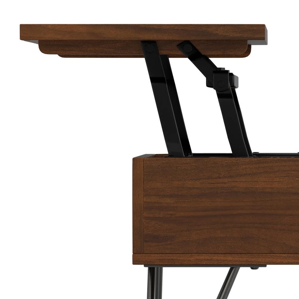 Walnut and Black Lift-Top Coffee Table with Storage
