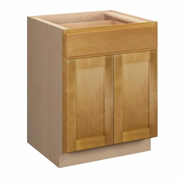 Kunal Kitchens Aberdeen Recessed 27 in. W x 34.5 in. H x 24 in. D in Caramel Plywood Assembled Base Cabinet