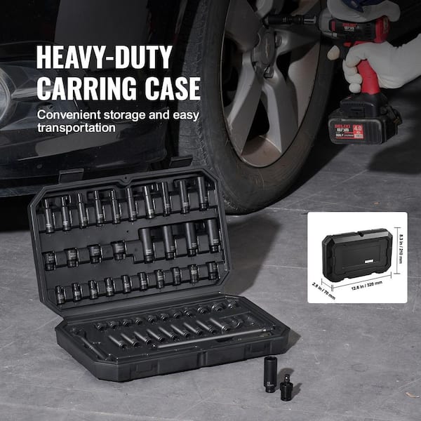 SKYSHALO Drive Impact Socket Set 1/4 in. 55-Piece Deep and Shallow