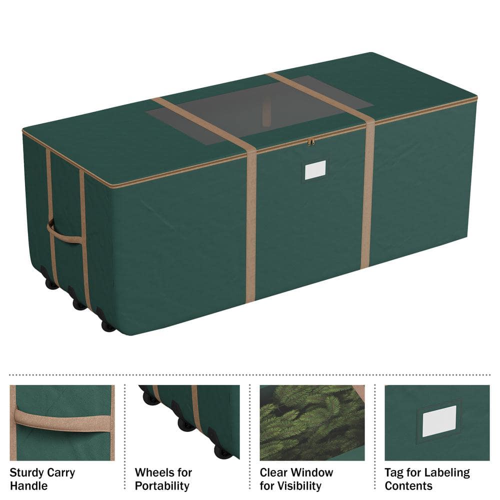 Green Rolling Christmas Tree Storage Bag with Reinforced Handles