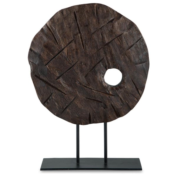 Dashburn Brown/Black 12.25 in. x 16.13 in. Round Wood Sculpture