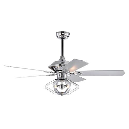 52 in. Smart Indoor Chrome Ceiling Fan with Integrated LED with Remote Control(Bulb Not Included) Staykiwi Ceiling Fans With Lights