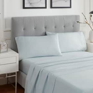 Sleep Solutions Evans 4-Piece Illusion Blue Solid Polyester Queen Cooling Sheet Set