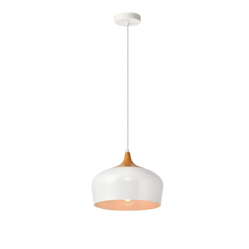 Timeless Home Noa 1-Light White Pendant with 11.5 in. W x 9.0 in. H Frosted