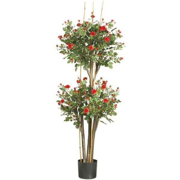 Nearly Natural 5 ft. Artificial Mini Rose Silk Tree