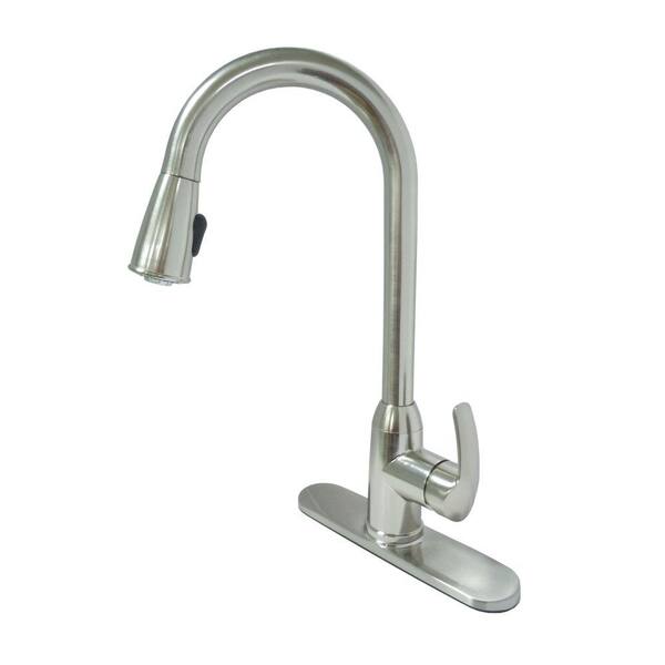 KISSLER & CO Dominion Single-Handle Pull-Down Sprayer Kitchen Faucet in Brushed Nickel