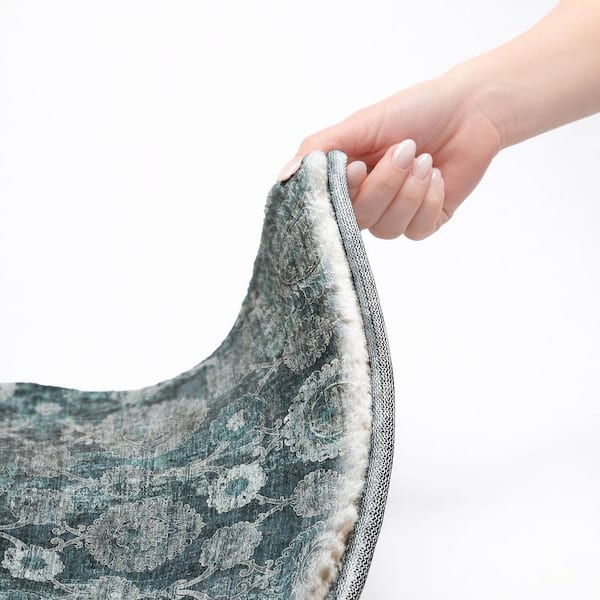 Dream Shag Premium Machine Washable Abstract ADS821 Teal 5 ft. x 7 ft. 6 in. Area Rug