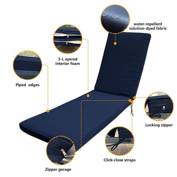 Runesay 74 in. x 23 in. 1-Piece Outdoor Lounge Chair Cushion
