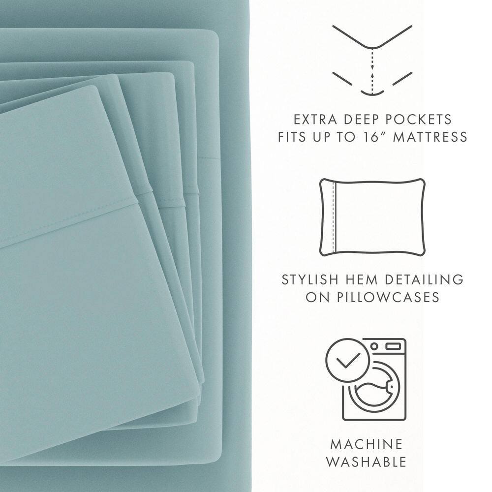 Ocean Blue California King Deep Pocket Microfiber Sheet Set