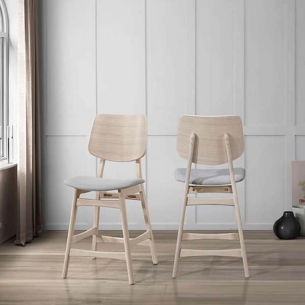 New Classic Furniture Oscar White Ash Wood Counter Side Chair with Gray Polyester Seat (Set of 2)