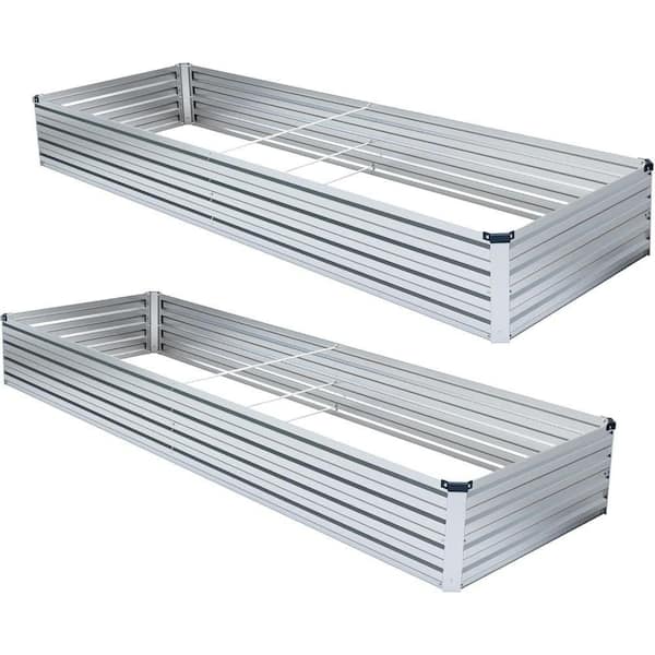 72 in. x 36 in. x 12 in. Silver Metal Raised Garden Bed 2-Pack