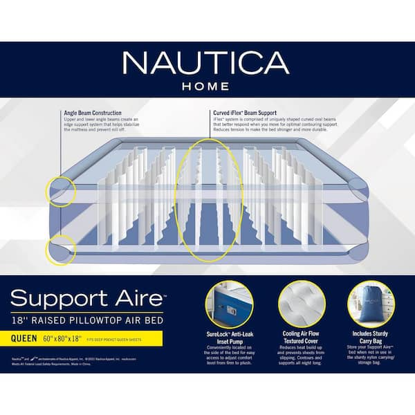 Nautica Cloud Supreme 20 in. Queen Zip-Off Pillowtop Air Mattress AMZNACS20  - The Home Depot