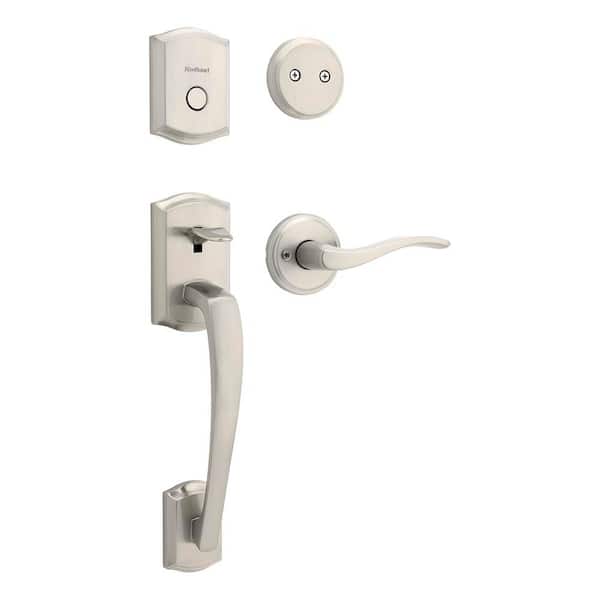 Prescott Satin Nickel Double Door Dummy Door Handleset with Sedona Interior Door Handle