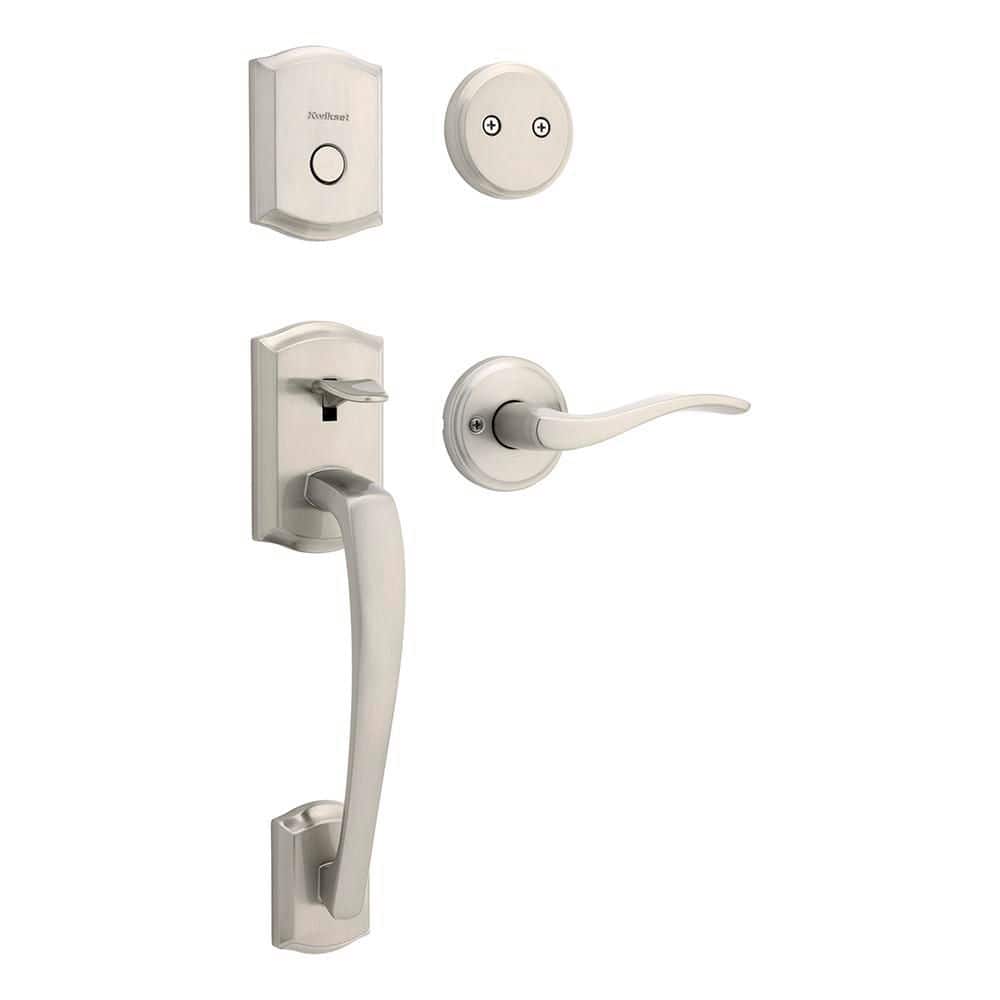 Kwikset Prescott Satin Nickel Double Door Dummy Door Handleset