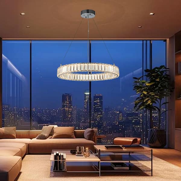 HUOKU Ccrystal 23.6 in.Dia Contemporary Integrated LED