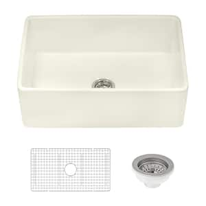 30 inch Fireclay Reversible Farmhouse Apron-Front Kitchen Sink Single Bowl - Biscuit