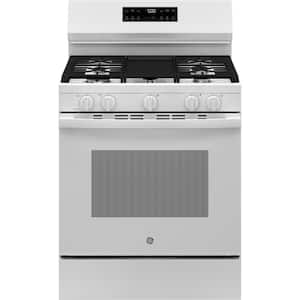 30 in. 5-Burners Free-Standing Gas Range in White with Crisp Mode