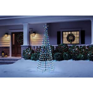 6 ft LED Pre-Lit Cone Tree with Star and 300 Multi Color Lights