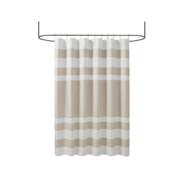 Spa Waffle Taupe 54 in. x 78 in. Shower Curtain with 3M Treatment