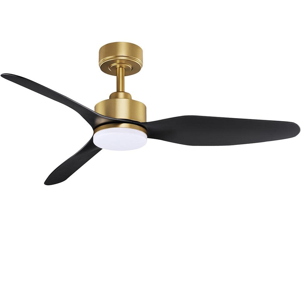 48 in. Intelligent Gold 6Speed Black 2 Size Downrod Mount Standard Ceiling Fan with LED Light and Flexible Control price history on PriceWatchPro