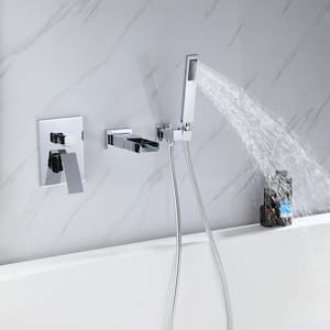 Single Handle 1-Spray 2 GPM Wall Mounted Roman Tub Faucet with Handheld Shower in Chrome