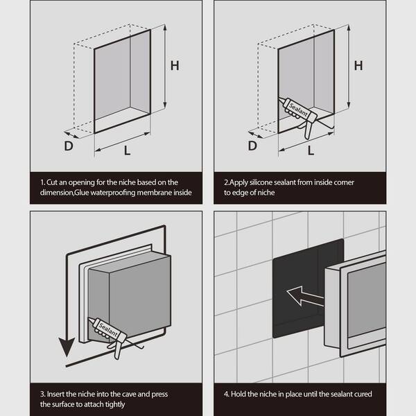 Lordear 22 x 18 Bathroom Shower Niche Stainless Steel Niche Recessed Shower  Shelf for Bathroom Storage