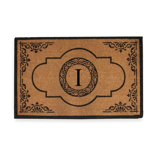 A1 Home Collections A1HC First Impression Hand Crafted X-Large Abrilina 36 in. x 72 in. Entry Coir Monogrammed Double Doormat