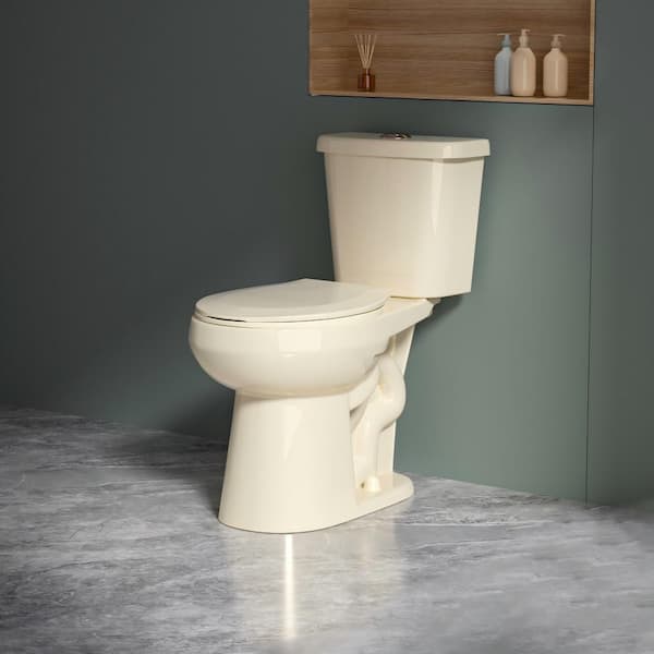 Vomlor ADA Round 19 in. Bone Toilet 2-Piece Dual Flush 1.1/1.6 GPF with Soft Close Seat Designed for Senior Comfort