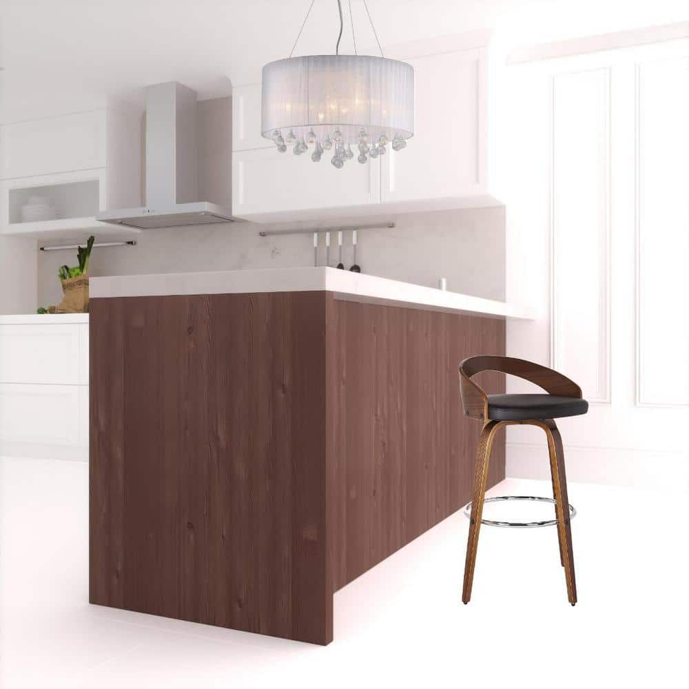 26 in. Brown Low Back Wood Counter Stool Faux Leather Seat price history on PriceWatchPro