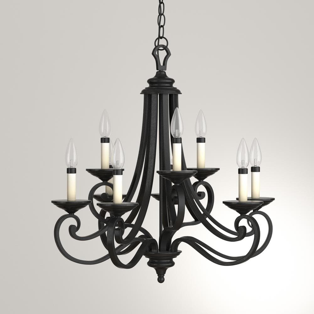 Barcelona Bronze Scroll-Arm 27.75" Candle-Inspired Chandelier