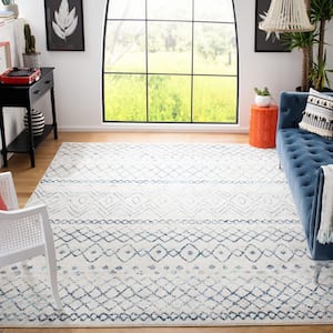 Madison Ivory/Navy 12 ft. x 15 ft. Geometric Floral Area Rug