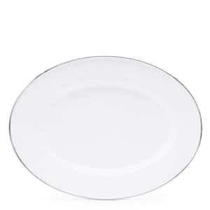 Solid White 12 in. x 16 in. Enamelware Oval Platter