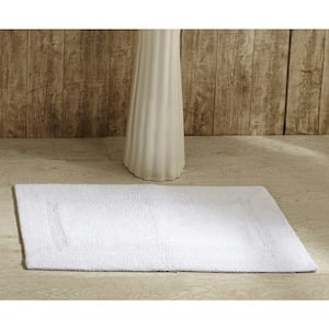 Lux Collection White 17 in. x 24 in. 100% Cotton Reversible Race Track Pattern Bath Rug