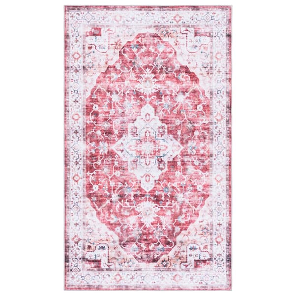 SAFAVIEH Martha Stewart Washable Rust/Gold 3 ft. x 5 ft. Machine Washable Abstract Medallion Area Rug