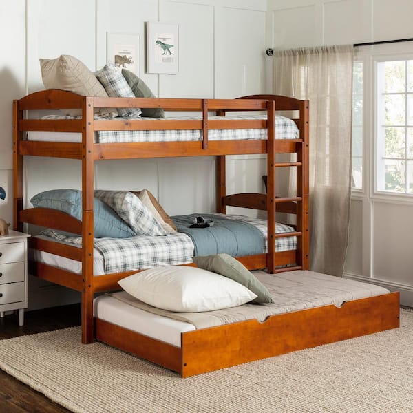 Welwick Designs Solid Wood Twin Over, Wooden Bunk Bed With Trundle And Storage